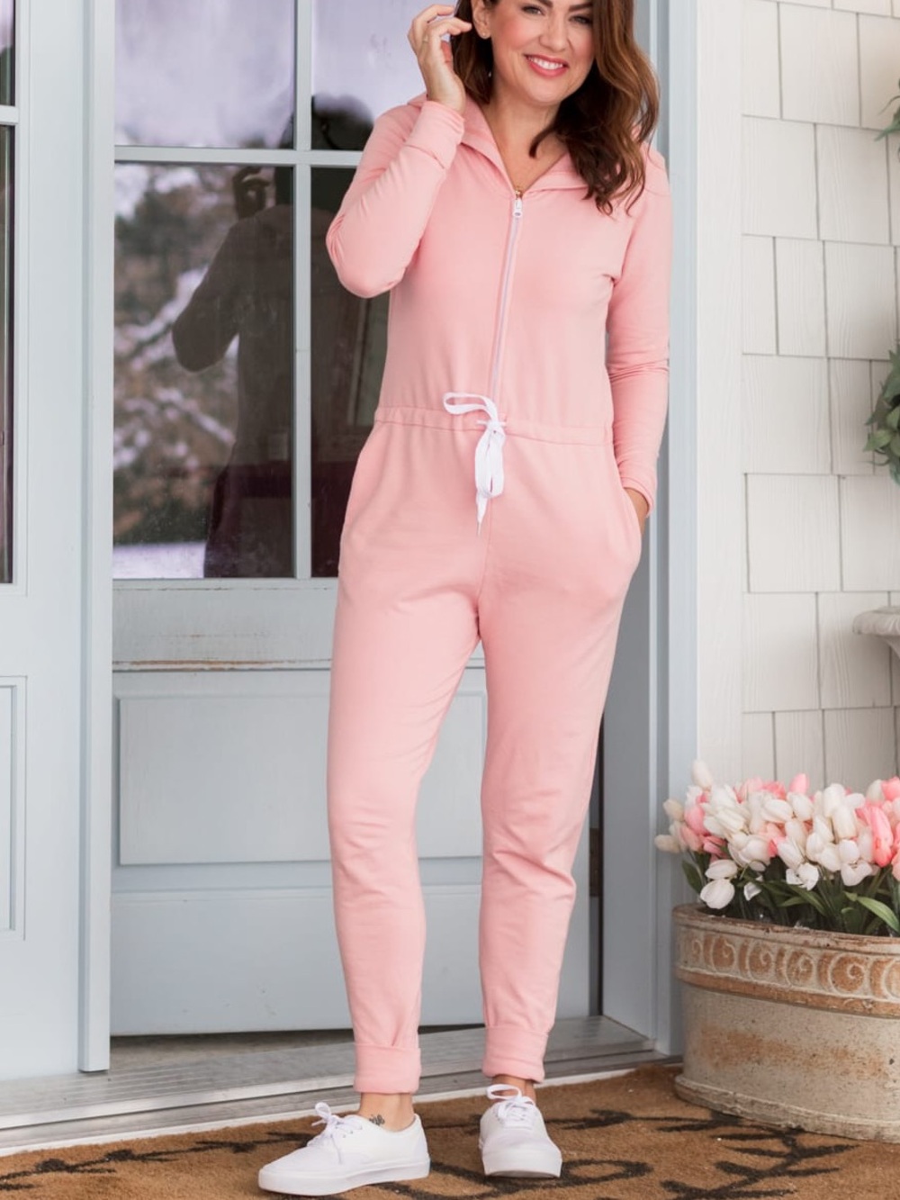 Smash + Tess Friday Hooded Romper Dusty Pink Size M